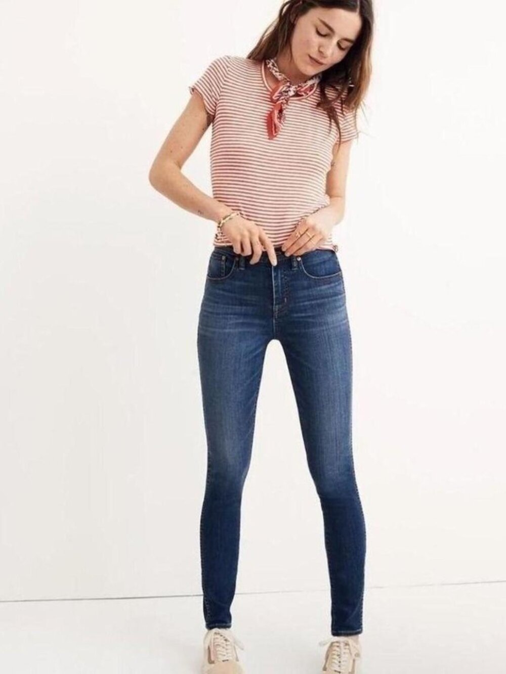Madewell 10” High Rise Skinny Jeans Size 23 Dark Wash Stretch Denim